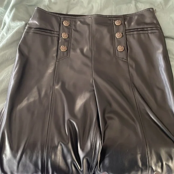 Karl Lagerfeld black leather sailor pants - Picture 3 of 5